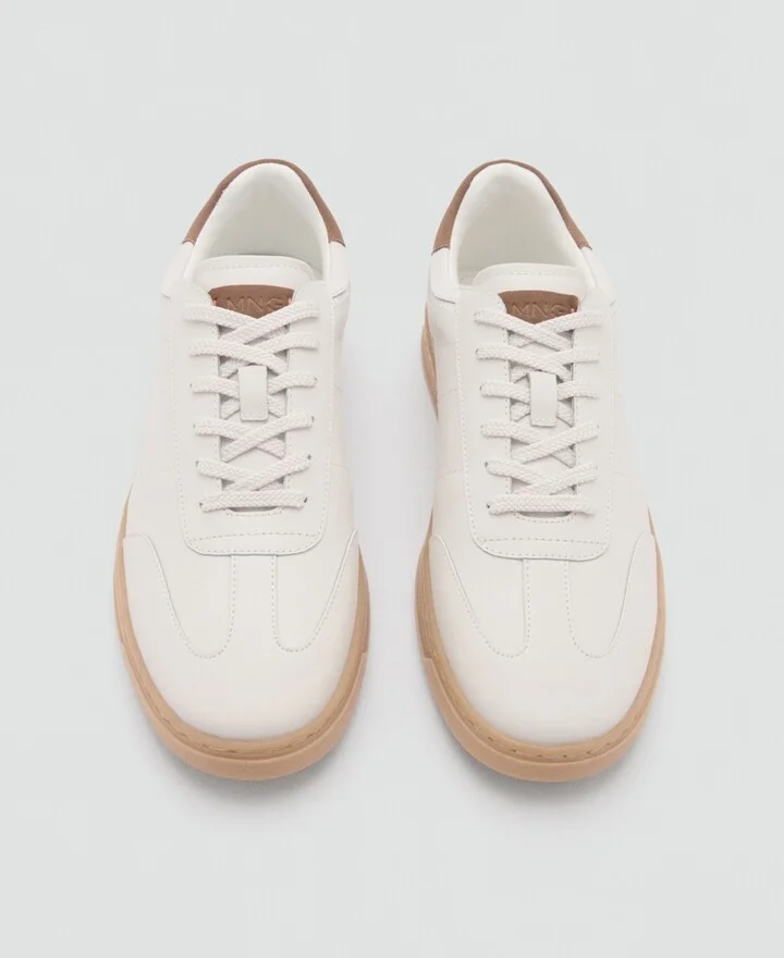 Mango Men's Contrasting Panel Leather Sneakers - Image 4