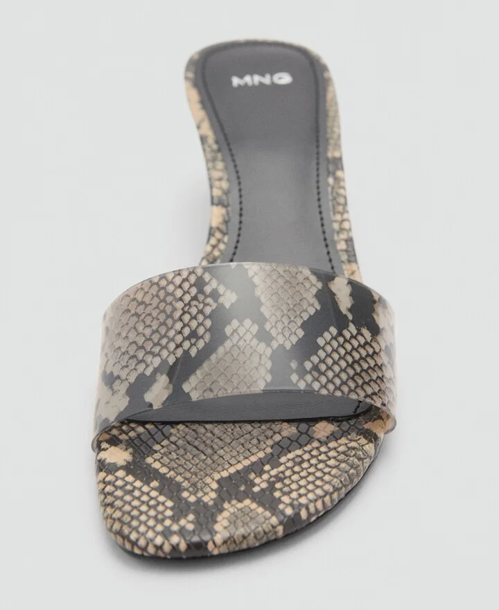 Mango Women's Animal Print Strap Sandals - Gray, Brown - Image 4
