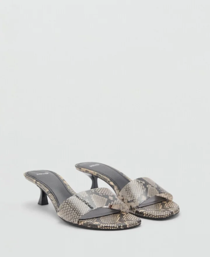 Mango Women's Animal Print Strap Sandals - Gray, Brown