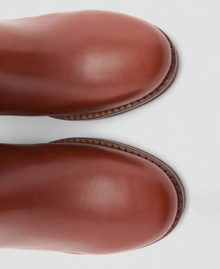 Mango Women's Block Heel Leather Ankle Boots - Image 2
