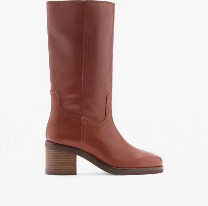 Mango Women's Block Heel Leather Ankle Boots - Image 4