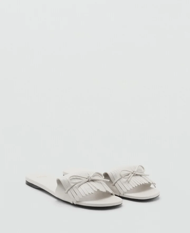 Mango Women's Bow Detail Fringed Sandals