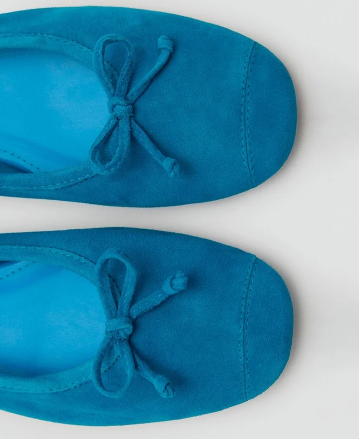 Mango Women's Bow Suede Ballerinas Shoes - Image 3