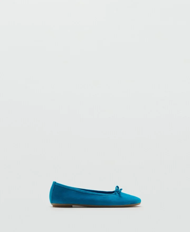 Mango Women's Bow Suede Ballerinas Shoes - Image 5