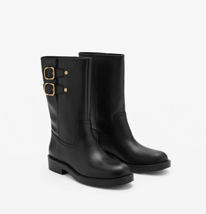 Mango Women's Buckle Leather Ankle Boots