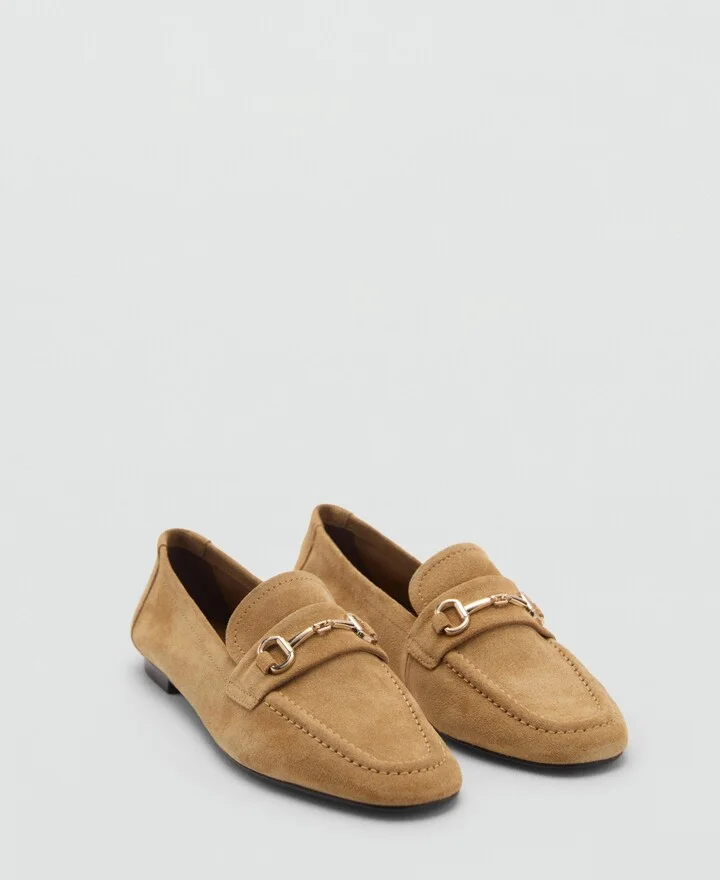 Mango Women's Buckle Leather Moccasins