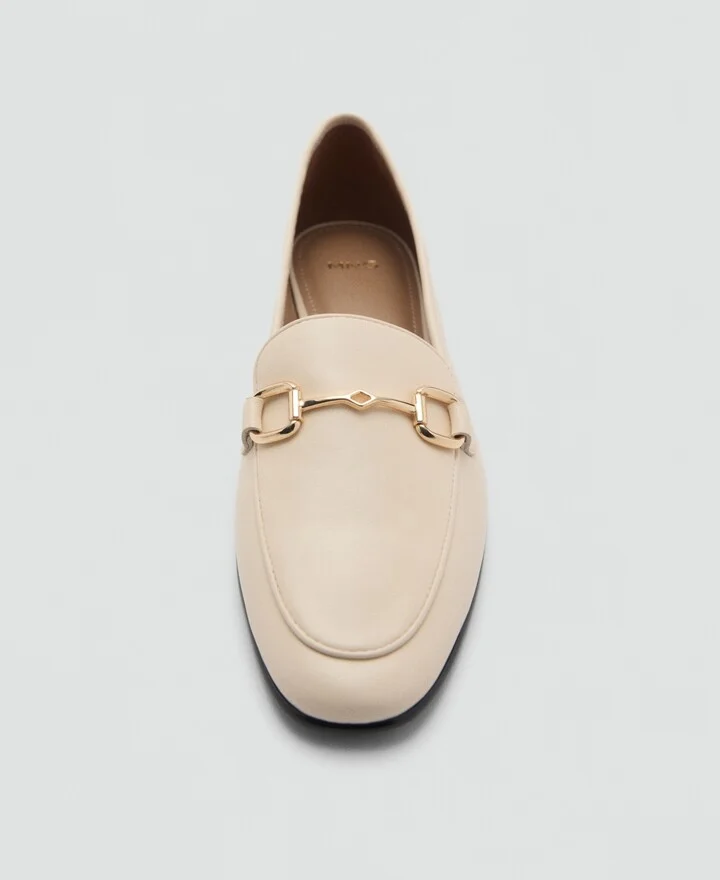Mango Women's Buckle Leather Moccasins Shoes - Image 3