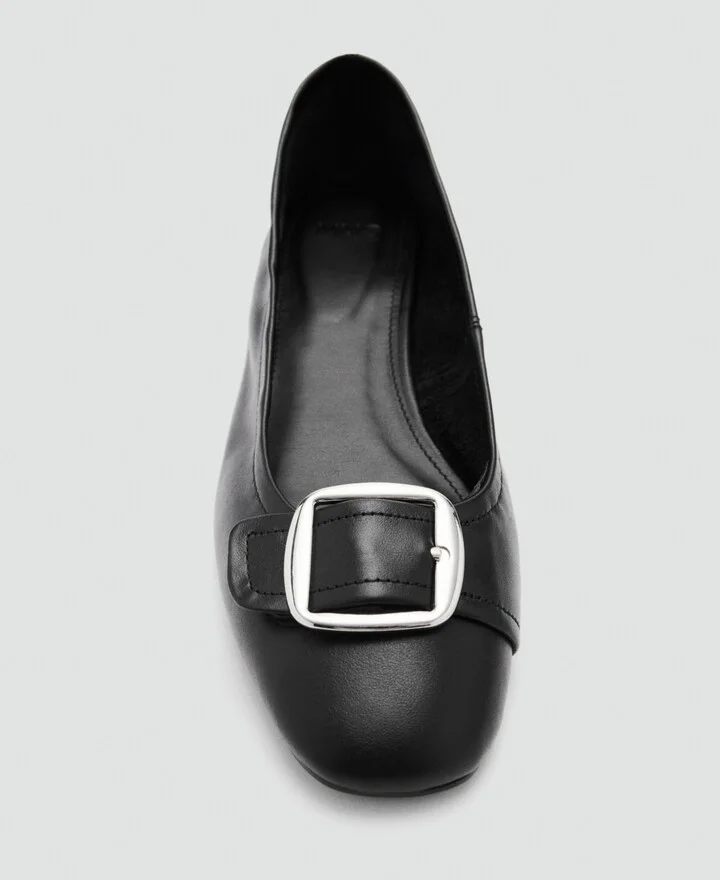 Mango Women's Buckle Leather Shoes - Image 2