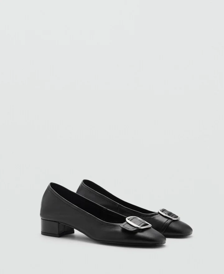 Mango Women's Buckle Leather Shoes