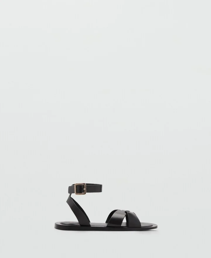 Mango Women's Buckle Strap Leather Sandals - Image 4