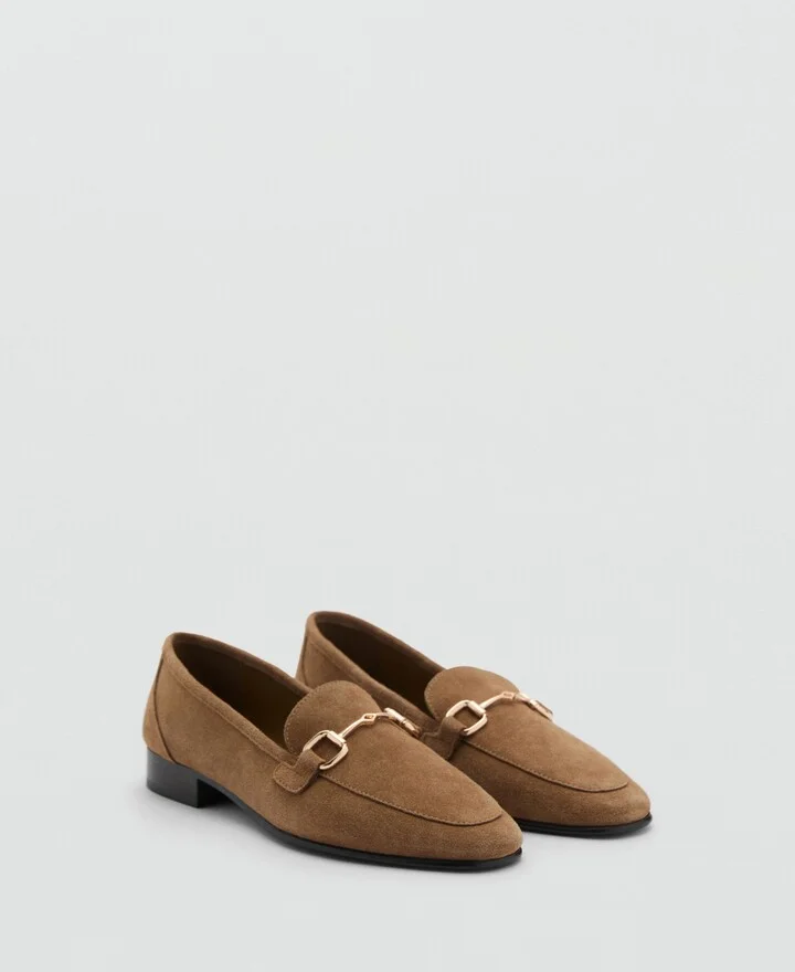 Mango Women's Buckle Suede Moccasins