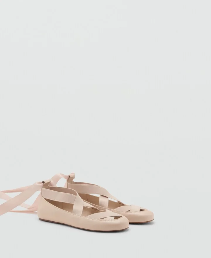 Mango Women's Criss-Cross Strap Ballet Flats