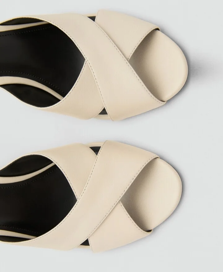 Mango Women's Cross-Strap Leather Sandals - Image 3