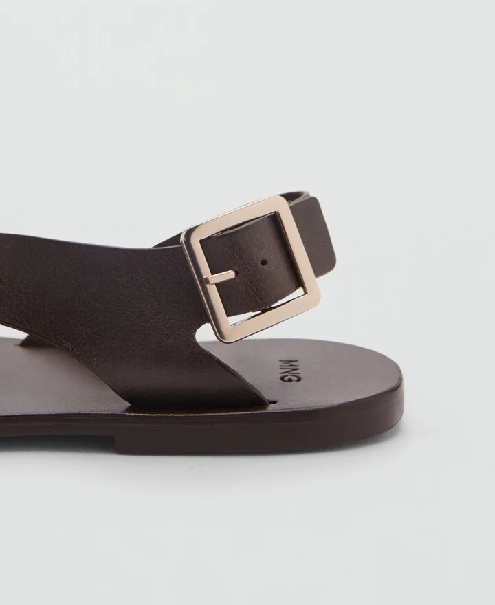 Mango Women's Cross-Strap Leather Sandals - Image 6