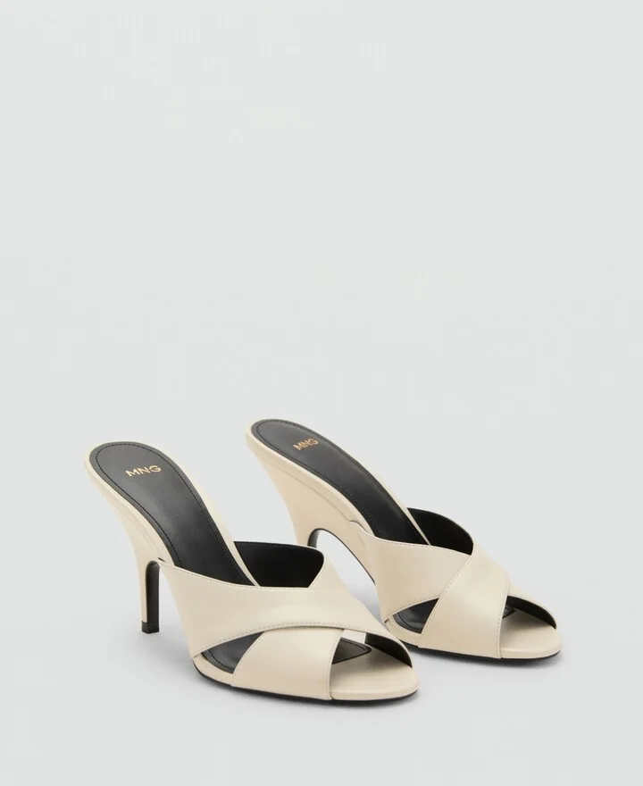 Mango Women's Cross-Strap Leather Sandals