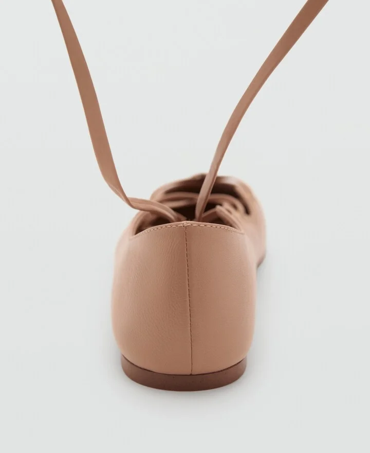Mango Women's Crossed Straps Leather Ballet Flats - Image 3