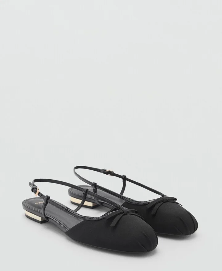 Mango Women's Decorative Bow Tie Detail Ballerina Shoes