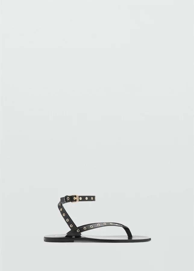 Mango Women's Die-Cut Straps Leather Sandals - Image 2