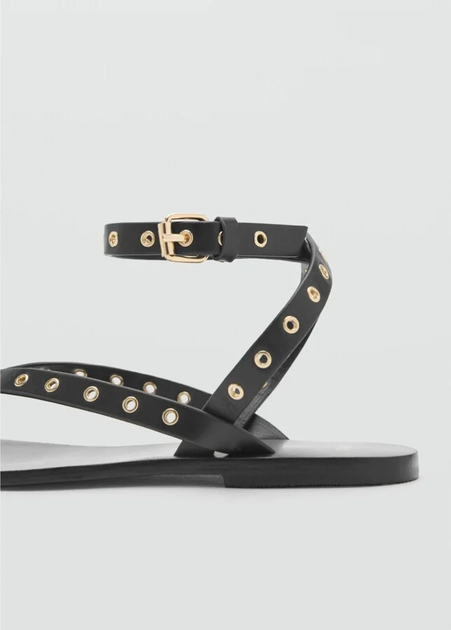 Mango Women's Die-Cut Straps Leather Sandals - Image 3