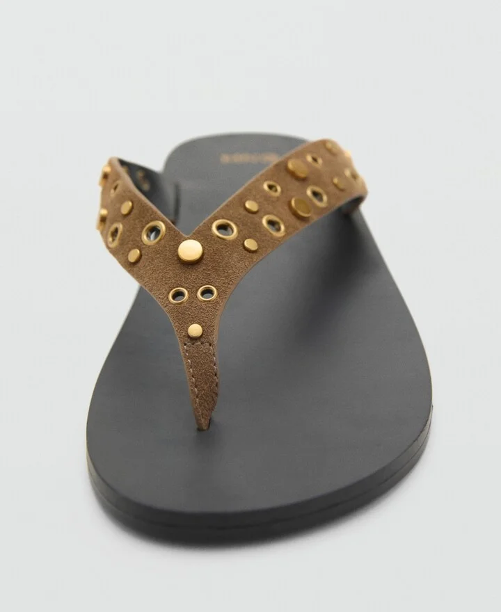 Mango Women's Die-Cut Straps Suede Sandals - Image 2