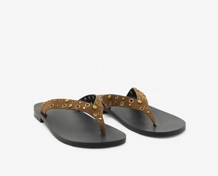 Mango Women's Die-Cut Straps Suede Sandals