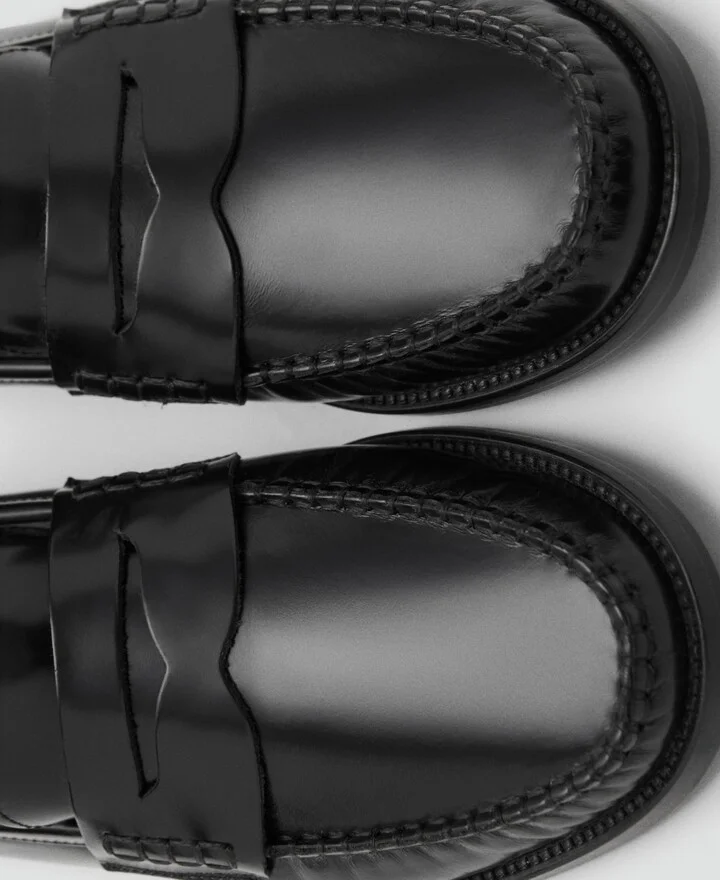 Mango Women's Gathered Leather Moccasins - Image 4