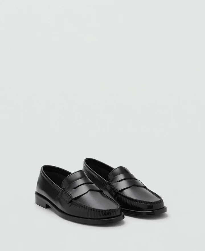 Mango Women's Gathered Leather Moccasins