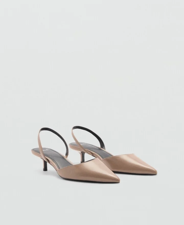 Mango Women's Kitten Heeled Shoes - Light/Pastel Brown