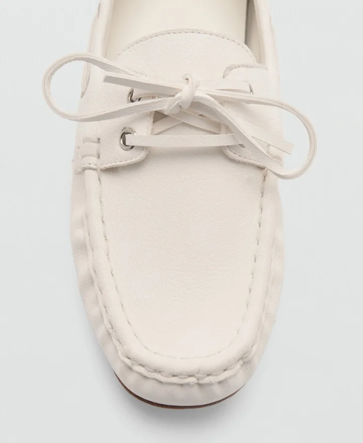 Mango Women's Laces Leather Boat Shoes - Image 3