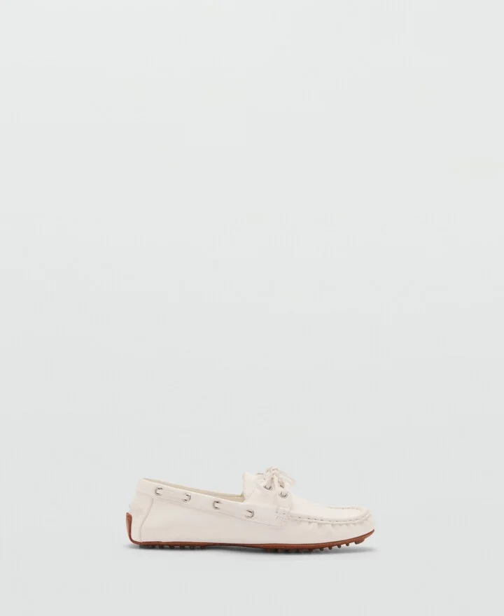 Mango Women's Laces Leather Boat Shoes - Image 5