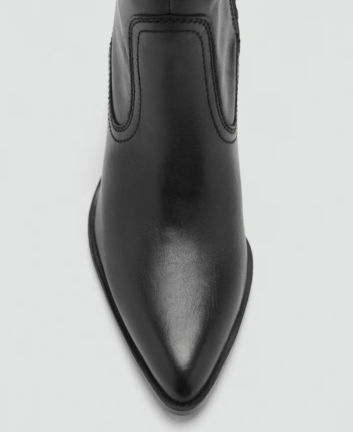 Mango Women's Leather Pointed Ankle Boots - Image 2