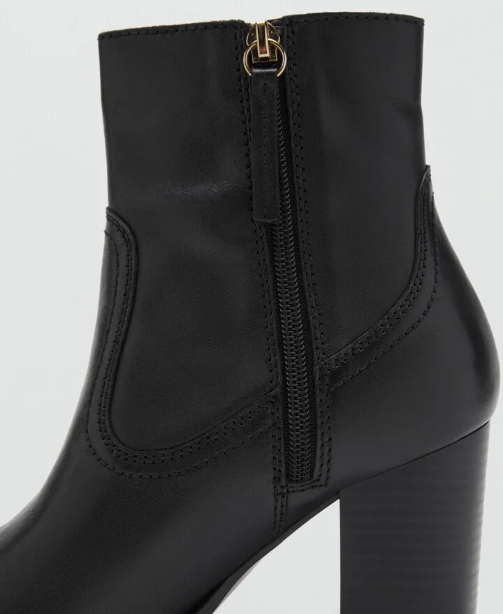 Mango Women's Leather Pointed Ankle Boots - Image 4