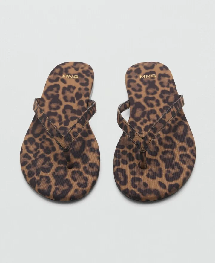 Mango Women's Leopard Print Strap Sandals - Image 3