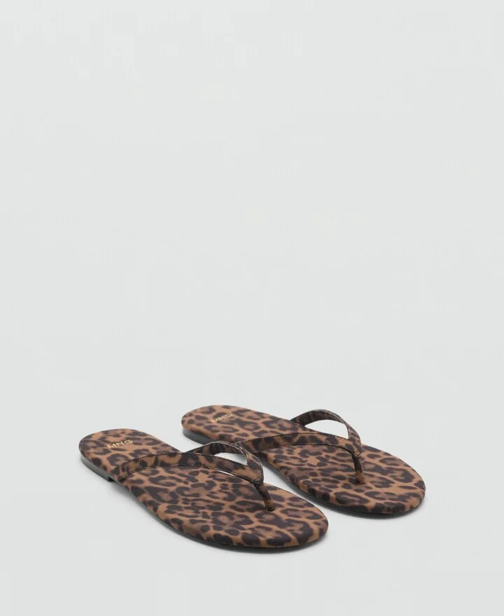 Mango Women's Leopard Print Strap Sandals