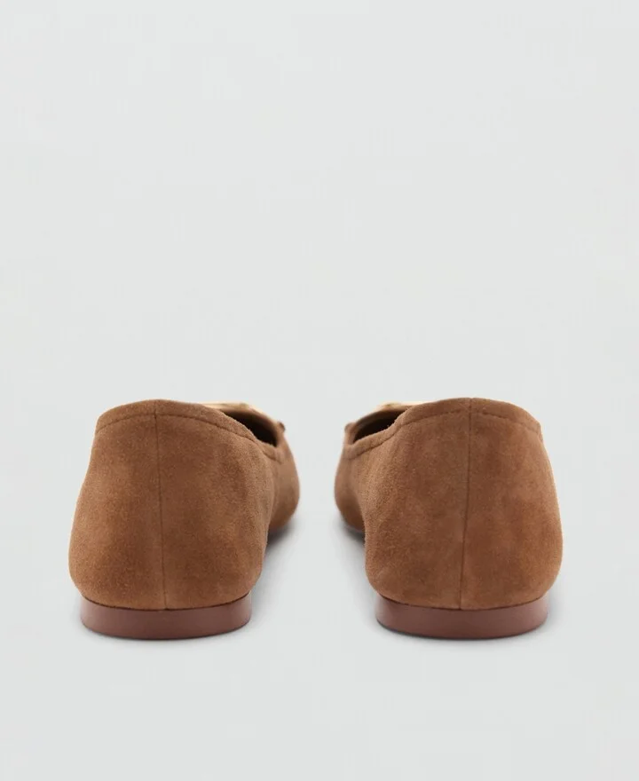 Mango Women's Links Detail Leather Ballerina Shoes - Image 4