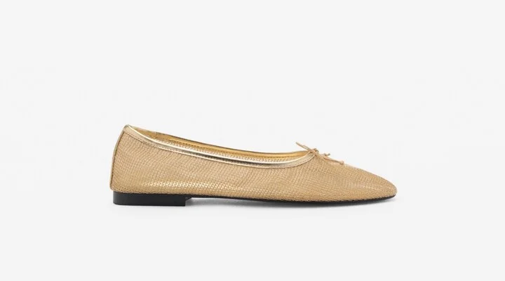 Mango Women's Mesh Bow Ballerina Shoes - Image 2