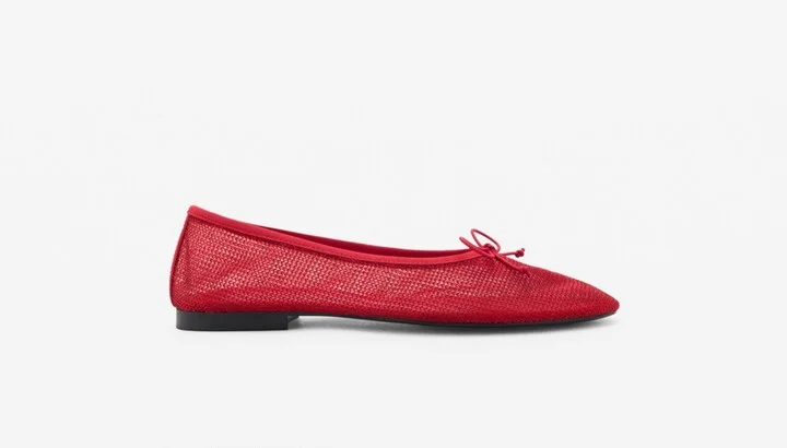 Mango Women's Mesh Bow Ballerina Shoes - Image 6