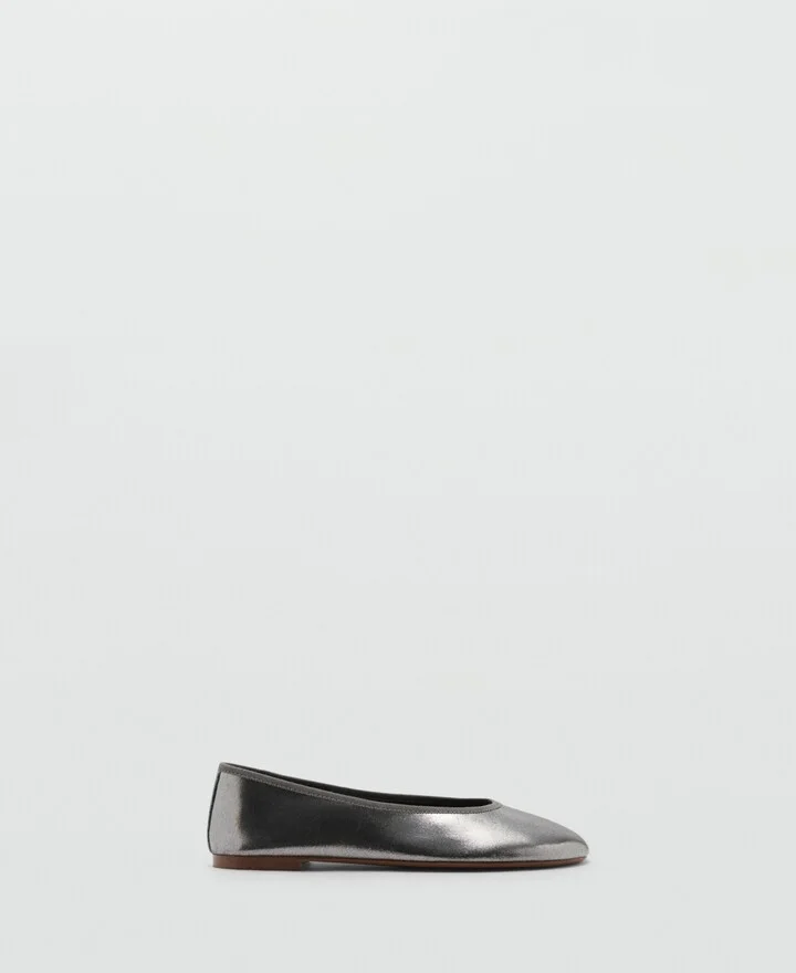 Mango Women's Metallic Ballet Flats - Image 2