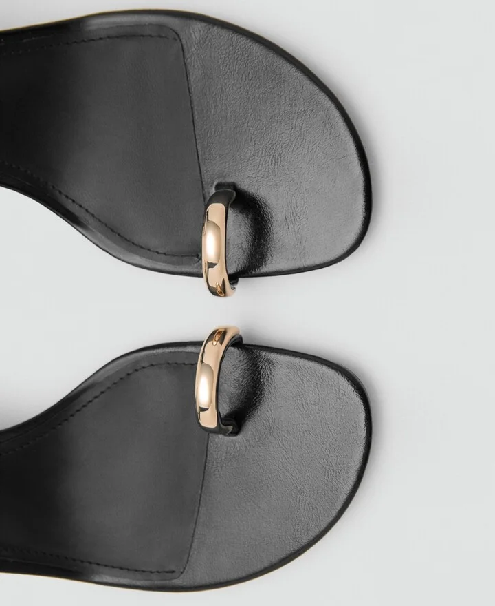 Mango Women's Metallic Detail Heeled Sandals - Image 3