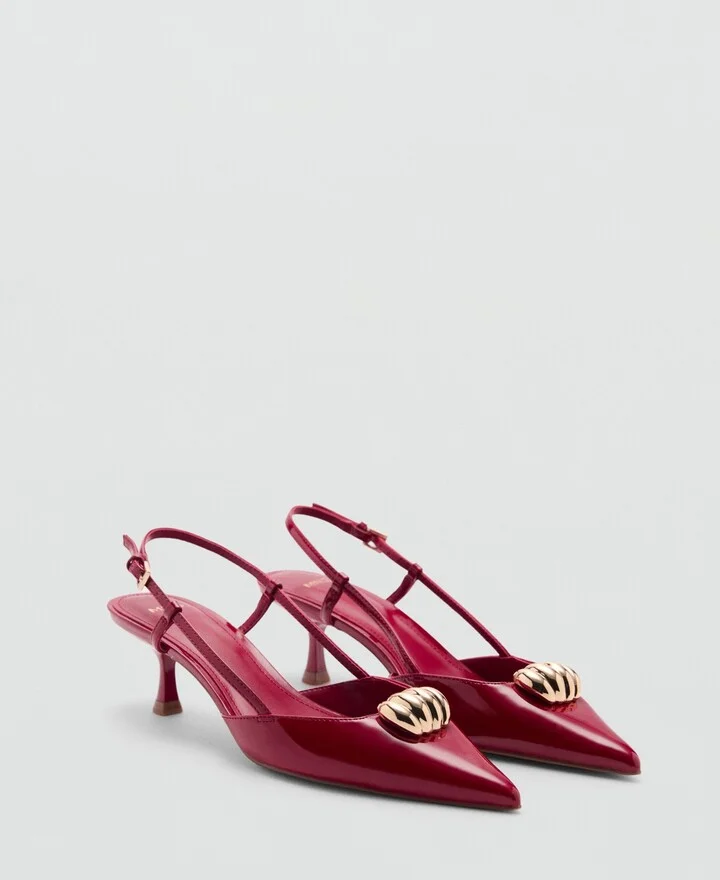 Mango Women's Metallic Detail High Heel Shoes