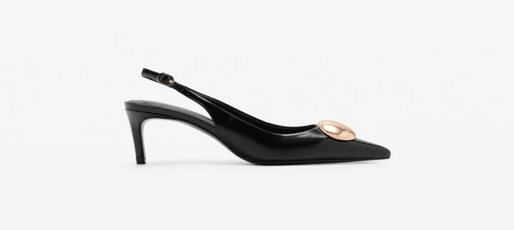 Mango Women's Metallic Detail Kitten-Heel Shoes - Image 2