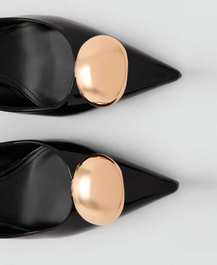 Mango Women's Metallic Detail Kitten-Heel Shoes - Image 3