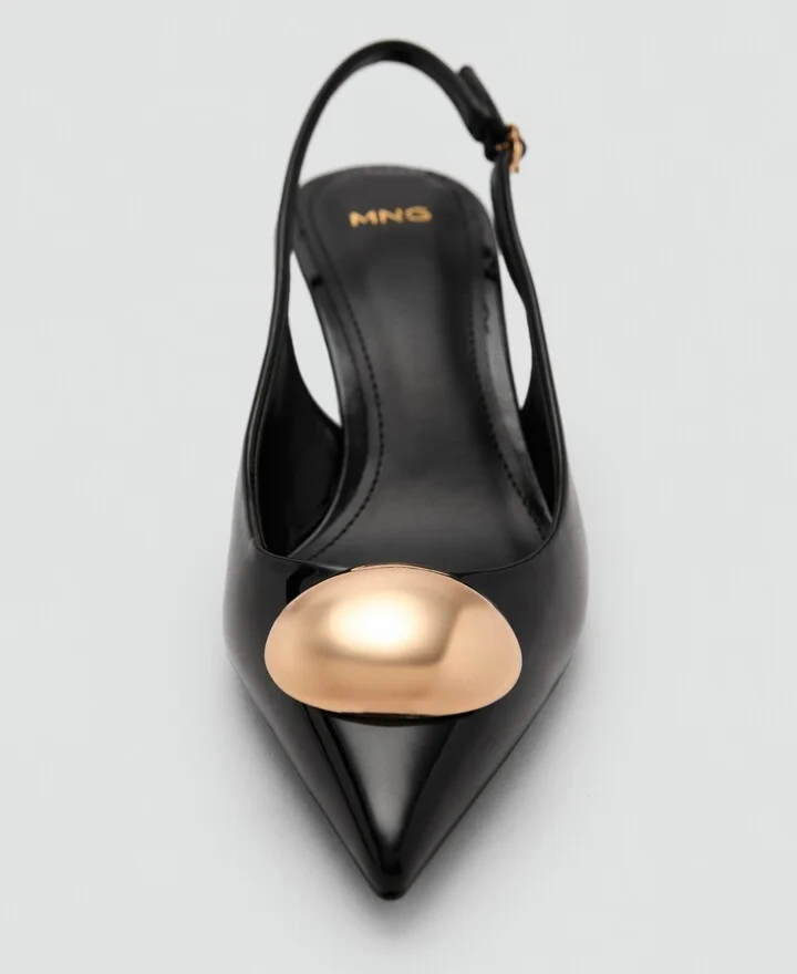 Mango Women's Metallic Detail Kitten-Heel Shoes - Image 5