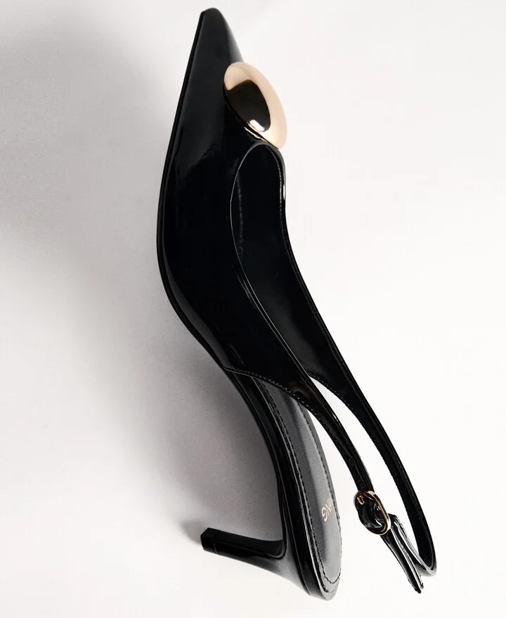 Mango Women's Metallic Detail Kitten-Heel Shoes - Image 6