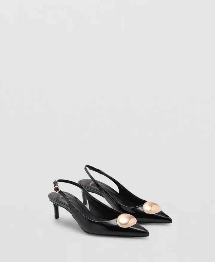 Mango Women's Metallic Detail Kitten-Heel Shoes