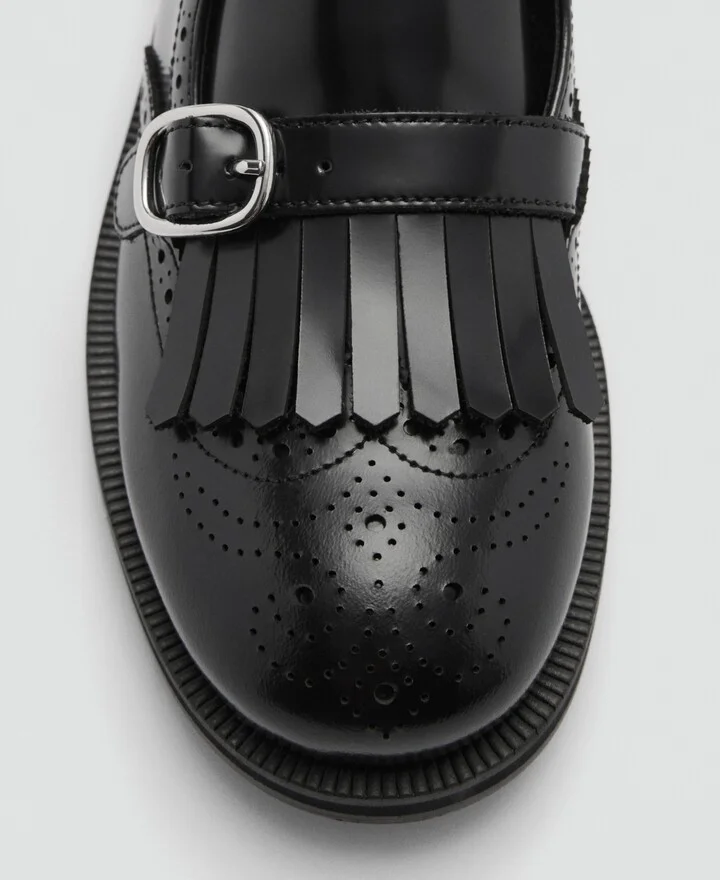Mango Women's Metallic Detail Leather Loafers - Image 3
