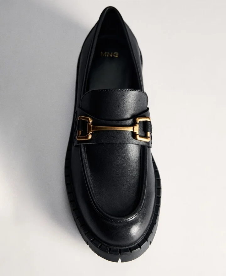 Mango Women's Metallic Detail Leather Moccasins - Image 2