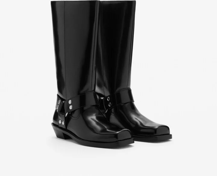 Mango Women's Metallic Details Square Toe Boots