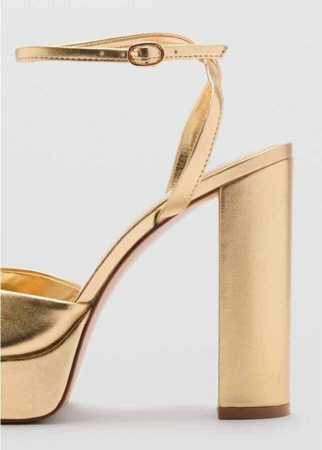 Mango Women's Metallic-Effect Heeled Sandals - Image 2