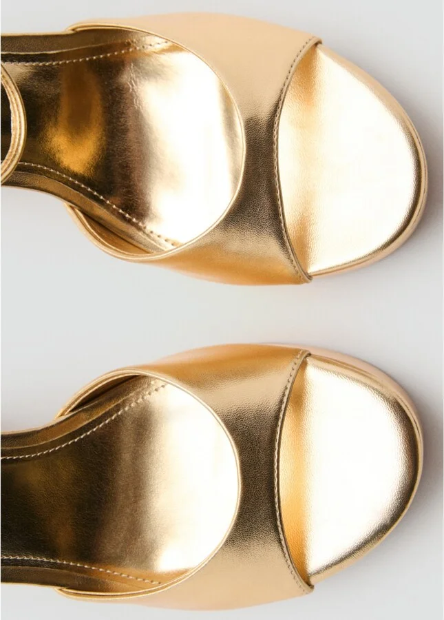 Mango Women's Metallic-Effect Heeled Sandals - Image 3